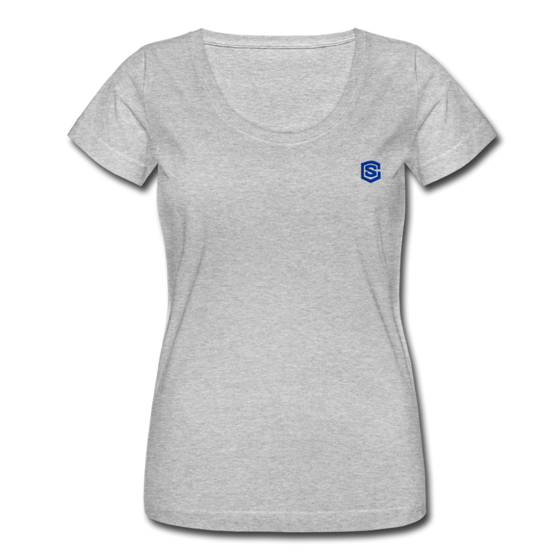 Women's Scoop Neck T-Shirt   WITH BLUE LOGO - heather gray