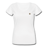 Women's Scoop Neck T-Shirt   WITH BROWN LOGO - white