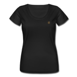 Women's Scoop Neck T-Shirt   WITH BROWN LOGO - black