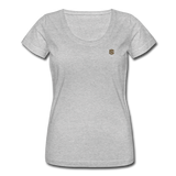 Women's Scoop Neck T-Shirt   WITH BROWN LOGO - heather gray