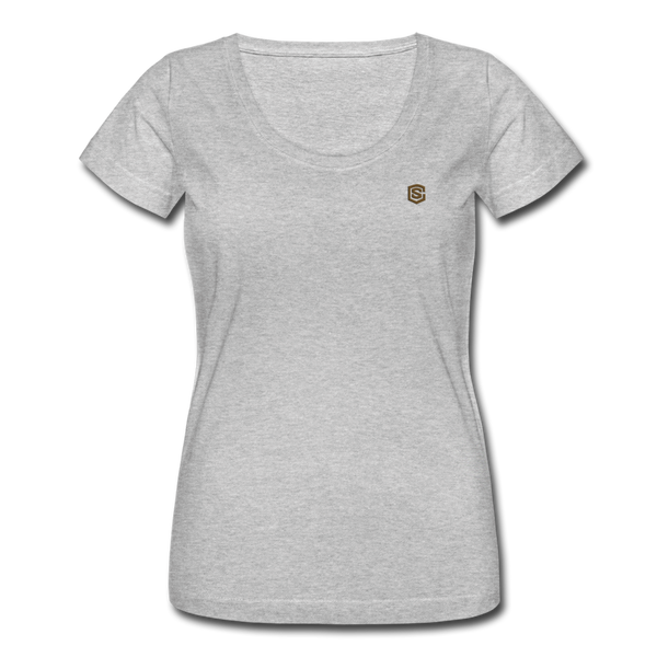 Women's Scoop Neck T-Shirt   WITH BROWN LOGO - heather gray