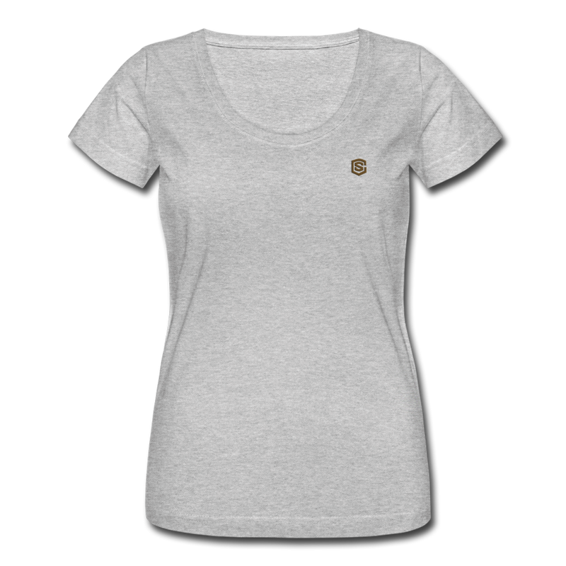 Women's Scoop Neck T-Shirt   WITH BROWN LOGO - heather gray