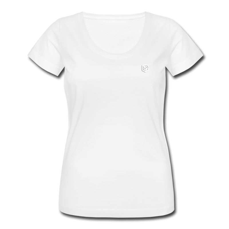 Women's Scoop Neck T-Shirt   WITH WHITE LOGO - white