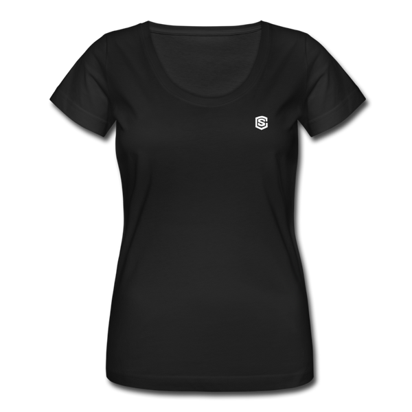 Women's Scoop Neck T-Shirt   WITH WHITE LOGO - black