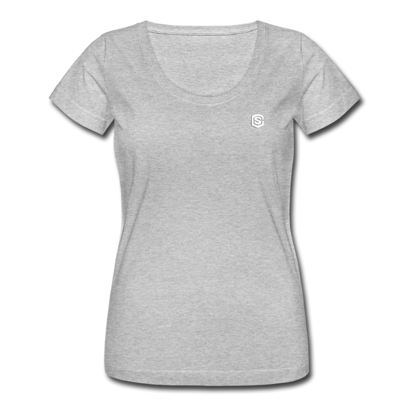 Women's Scoop Neck T-Shirt   WITH WHITE LOGO - heather gray