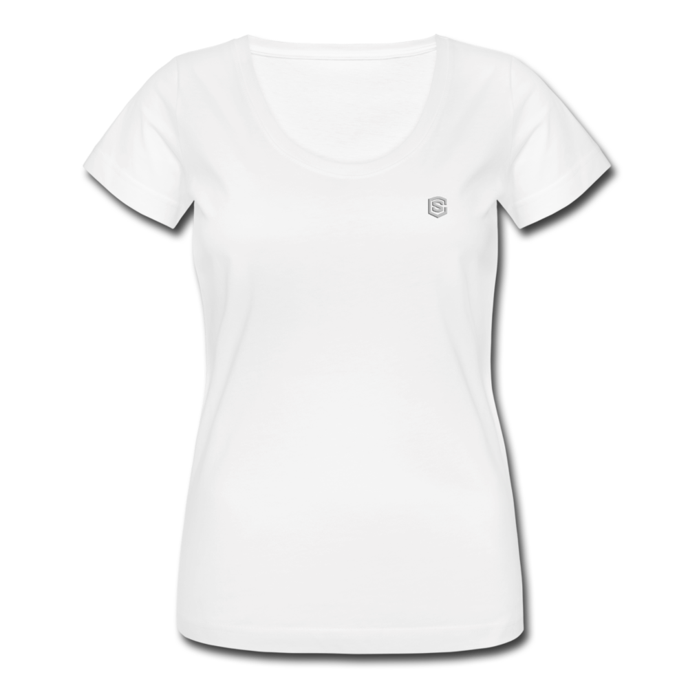 Women's Scoop Neck T-Shirt   WITH SILIVER LOGO - white