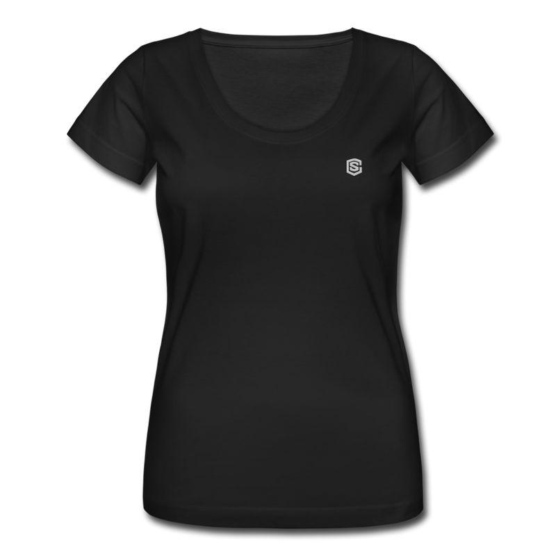 Women's Scoop Neck T-Shirt   WITH SILIVER LOGO - black