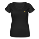 Women's Scoop Neck T-Shirt   WITH GOLD LOGO - black