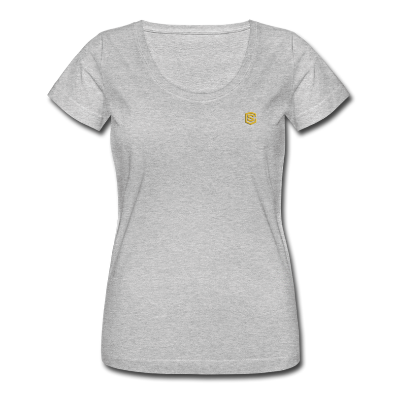 Women's Scoop Neck T-Shirt   WITH GOLD LOGO - heather gray