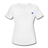 Women's Moisture Wicking Performance T-Shirt   WITH BLUE LOGO - white