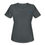 Women's Moisture Wicking Performance T-Shirt   WITH BLUE LOGO - charcoal