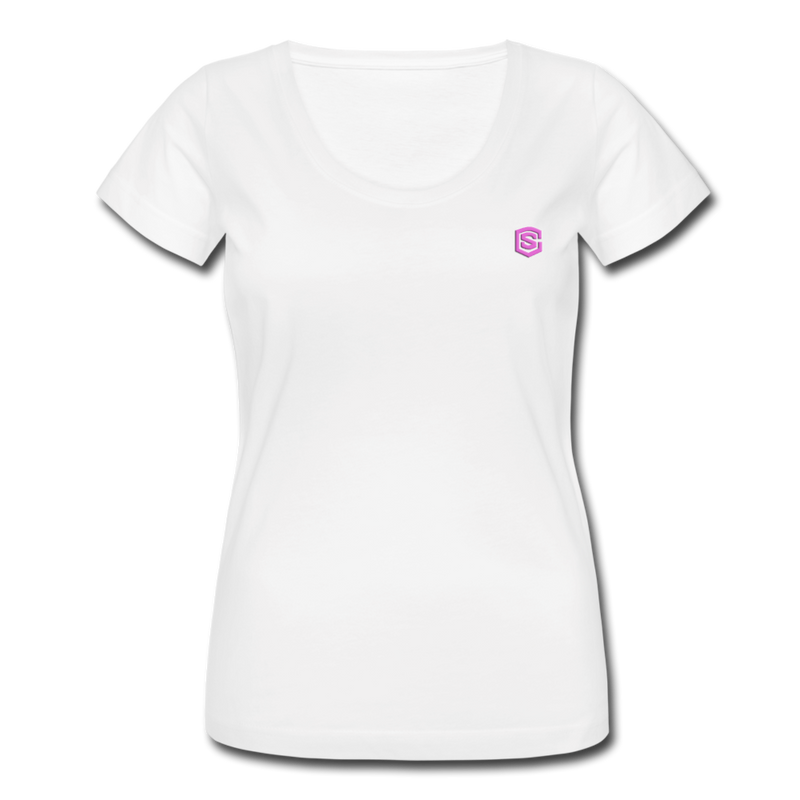 Women's Scoop Neck T-Shirt   WITH PINK LOGO - white