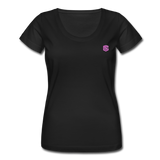 Women's Scoop Neck T-Shirt   WITH PINK LOGO - black