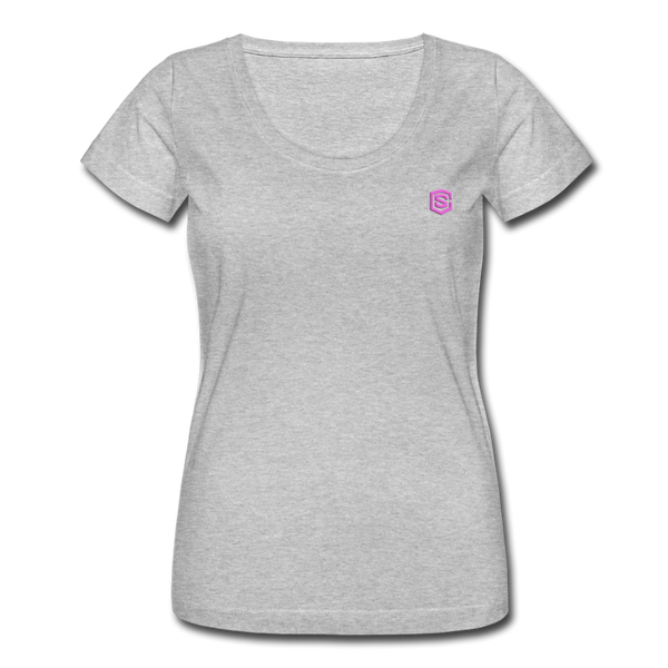 Women's Scoop Neck T-Shirt   WITH PINK LOGO - heather gray