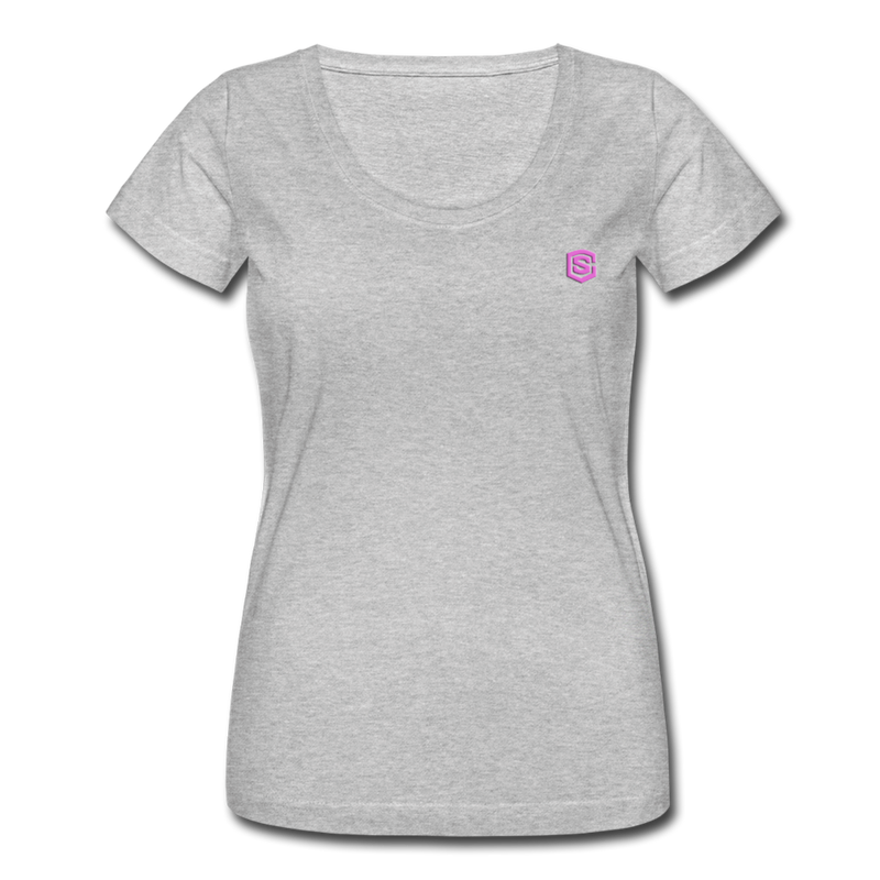 Women's Scoop Neck T-Shirt   WITH PINK LOGO - heather gray