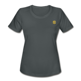 Women's Moisture Wicking Performance T-Shirt   WITH GOLD LOGO - charcoal