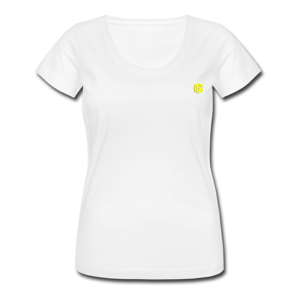 Women's Scoop Neck T-Shirt   WITH YELLOW LOGO - white