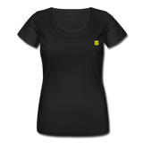 Women's Scoop Neck T-Shirt   WITH YELLOW LOGO - black