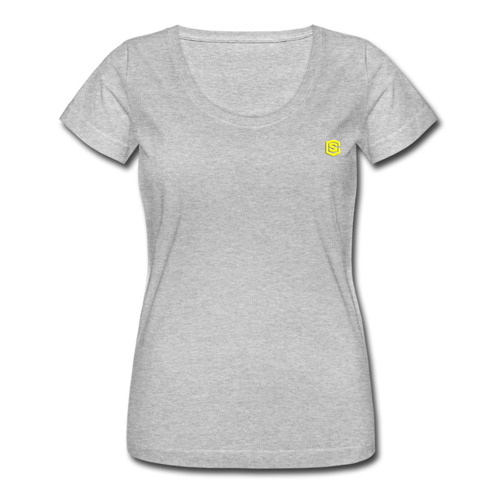 Women's Scoop Neck T-Shirt   WITH YELLOW LOGO - heather gray