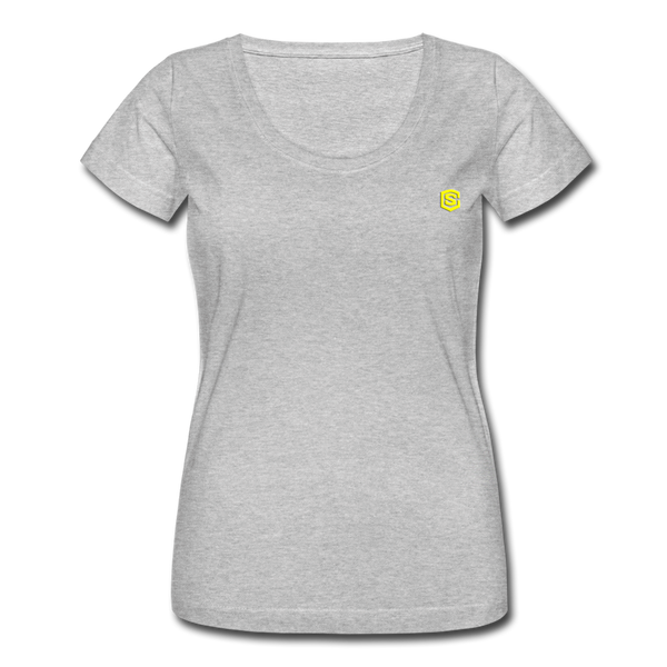 Women's Scoop Neck T-Shirt   WITH YELLOW LOGO - heather gray