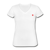 Women's V-Neck T-Shirt WITH RED  LOGO - white