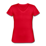 Women's V-Neck T-Shirt WITH RED  LOGO - red