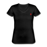 Women's V-Neck T-Shirt WITH RED  LOGO - black