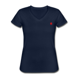 Women's V-Neck T-Shirt WITH RED  LOGO - navy