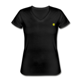 Women's V-Neck T-Shirt  WITH YELLOW LOGO - black