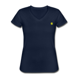 Women's V-Neck T-Shirt  WITH YELLOW LOGO - navy