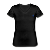 Women's V-Neck T-Shirt  WITH BLUE  LOGO - black