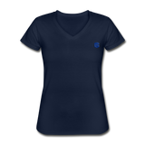 Women's V-Neck T-Shirt  WITH BLUE  LOGO - navy