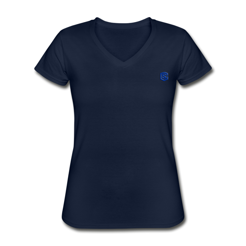 Women's V-Neck T-Shirt  WITH BLUE  LOGO - navy