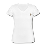 Women's V-Neck T-Shirt  WITH BROWN  LOGO - white