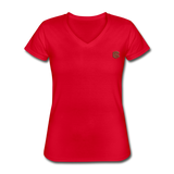 Women's V-Neck T-Shirt  WITH BROWN  LOGO - red