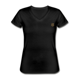 Women's V-Neck T-Shirt  WITH BROWN  LOGO - black