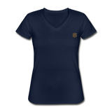 Women's V-Neck T-Shirt  WITH BROWN  LOGO - navy