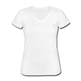 Women's V-Neck T-Shirt  WITH WHITE  LOGO - white