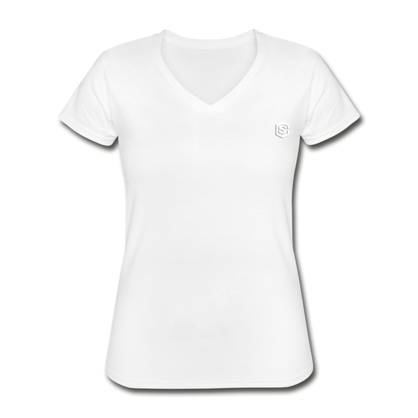 Women's V-Neck T-Shirt  WITH WHITE  LOGO - white