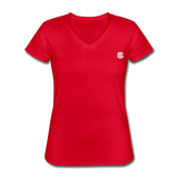 Women's V-Neck T-Shirt  WITH WHITE  LOGO - red