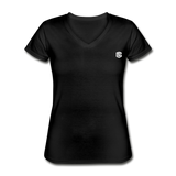 Women's V-Neck T-Shirt  WITH WHITE  LOGO - black