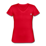 Women's V-Neck T-Shirt  WITH  SILIVER LOGO - red