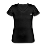 Women's V-Neck T-Shirt  WITH  SILIVER LOGO - black