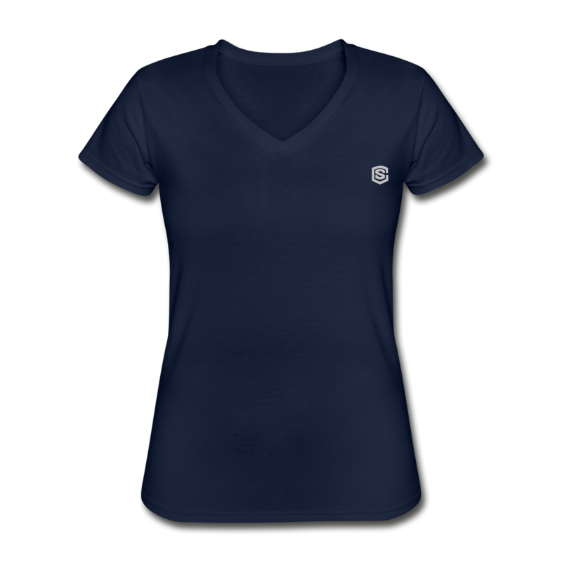 Women's V-Neck T-Shirt  WITH  SILIVER LOGO - navy