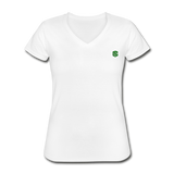 Women's V-Neck T-Shirt  WITH GREEN  LOGO - white