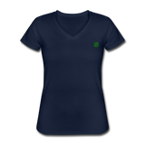 Women's V-Neck T-Shirt  WITH GREEN  LOGO - navy