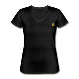 Women's V-Neck T-Shirt  WITH GOLD  LOGO - black