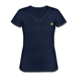 Women's V-Neck T-Shirt  WITH GOLD  LOGO - navy