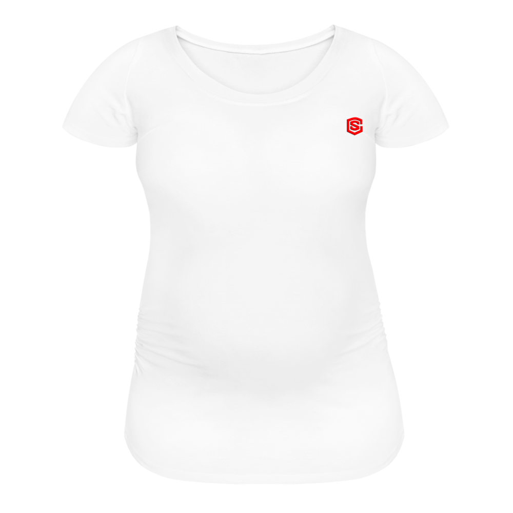 Women’s Maternity T-Shirt  WITH  RED LOGO - white