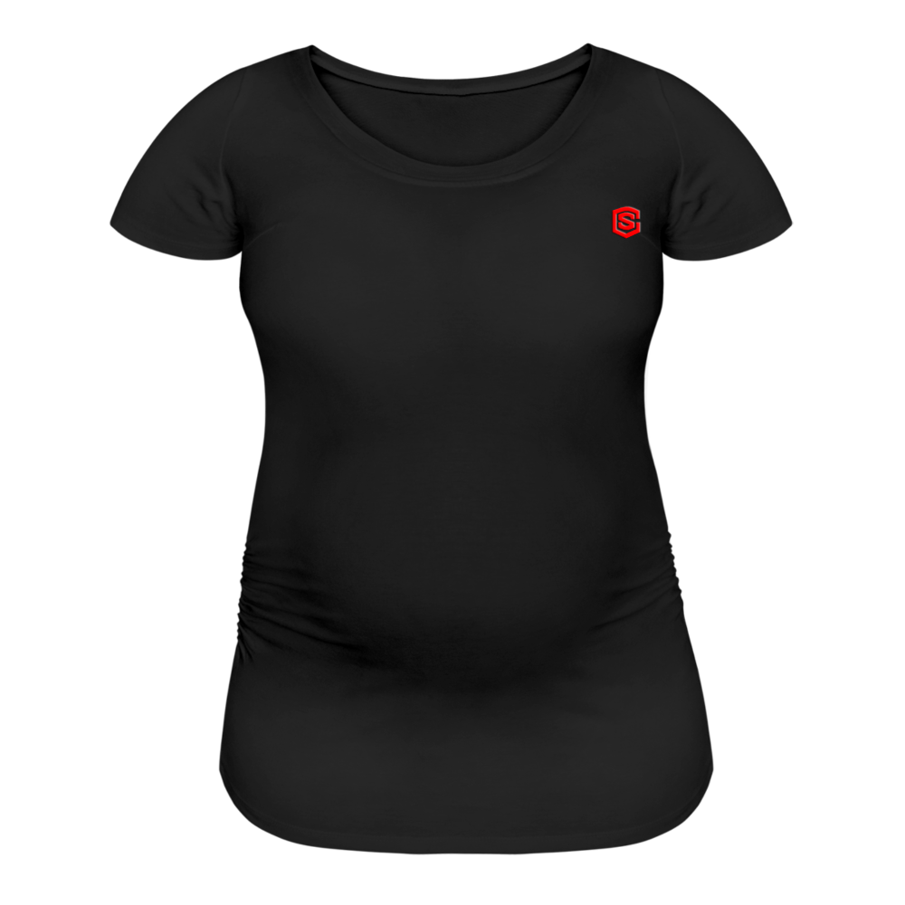 Women’s Maternity T-Shirt  WITH  RED LOGO - black
